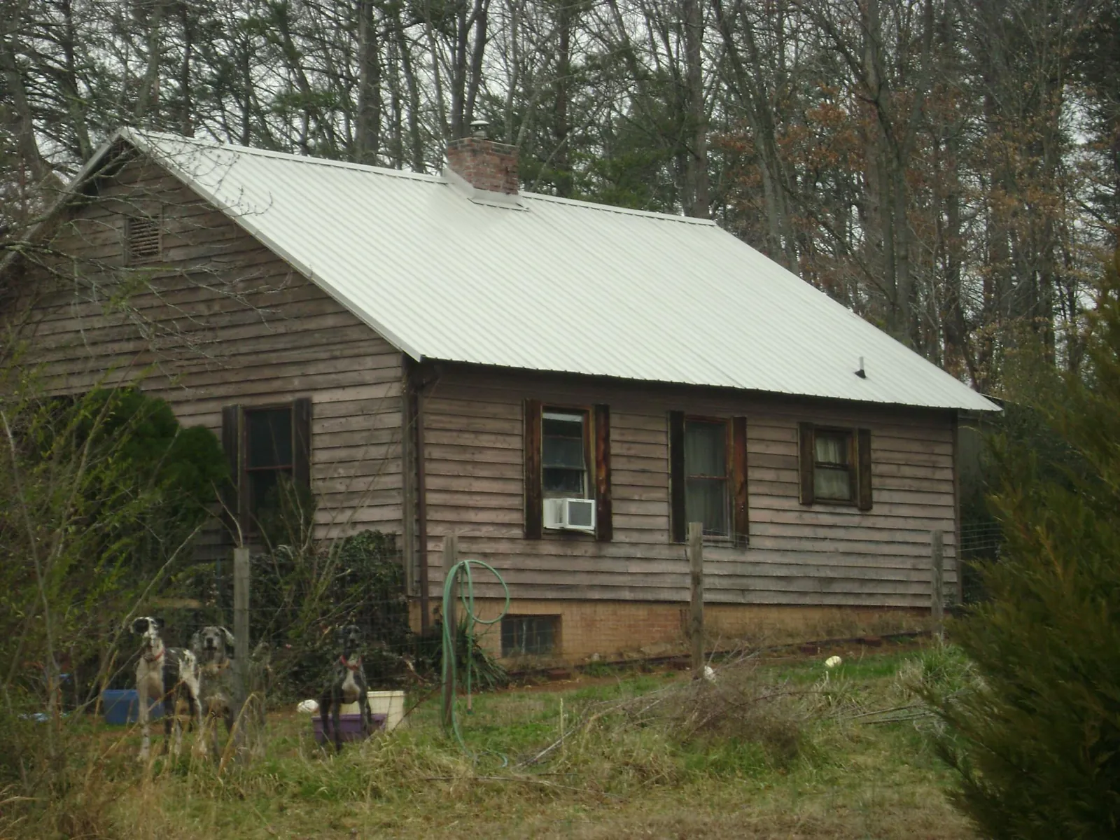 White metal roof on an old wood sided farmhouse, from a Metal Roof Installation job in Castile